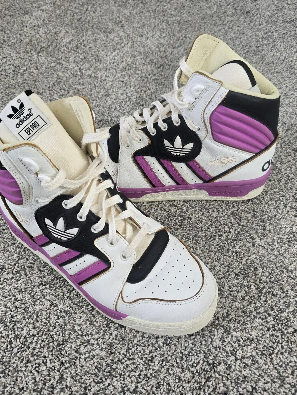 Adidas Epi Pro High White Semi Pulse Lilac Black  Mens Size 7.5  Retro